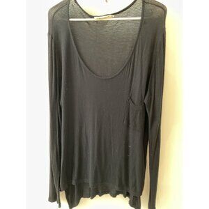 Pilcro Long Sleeve Black Sheer Top With Pocket Womens Small